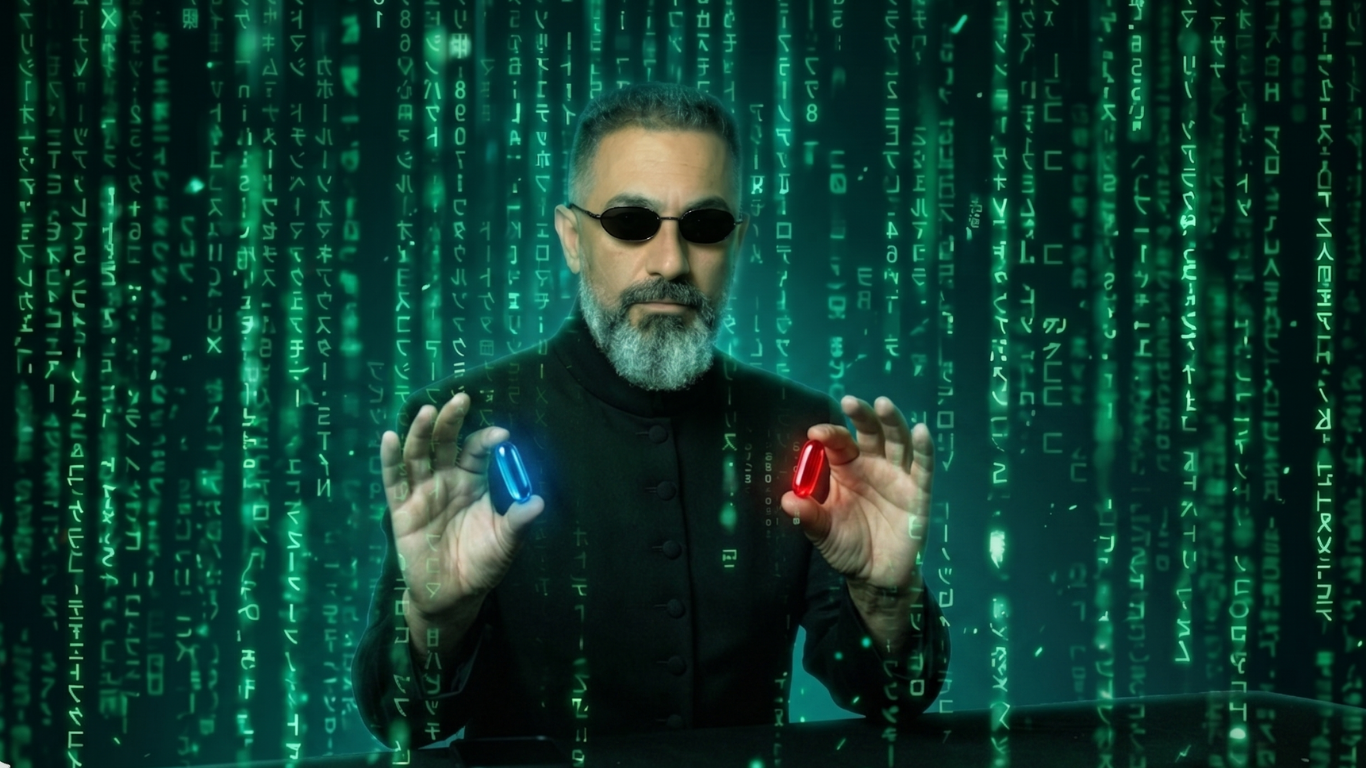 Carlos Mór segurando duas pastilhas